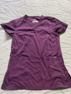 Adar Womens V-Neck Scrub Top in Plum Size XS